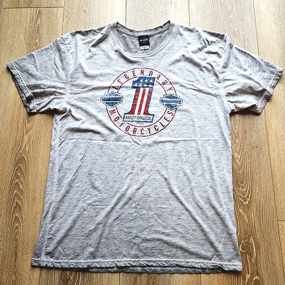 Men’s Harley-Davidson Vintage Wash Gray Graphic Short Sleeve Tee Shirt Like New